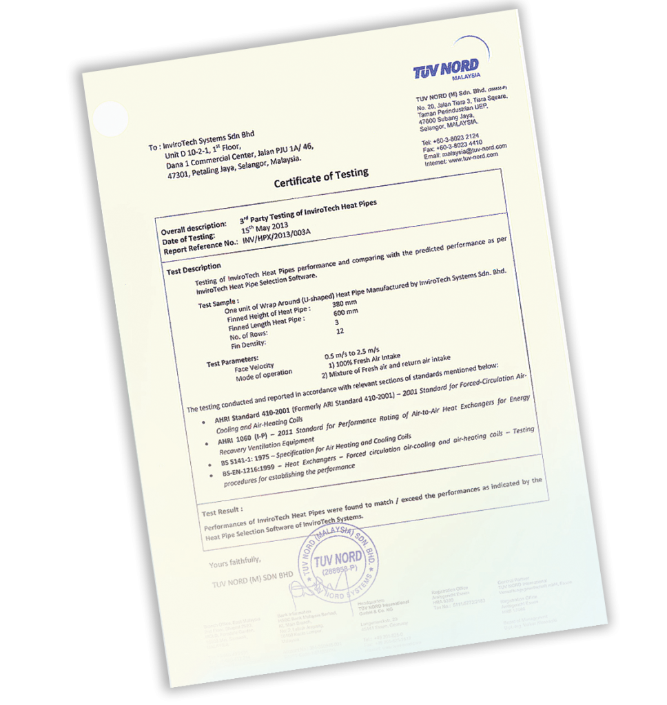 Heat Pipe TUV Certification