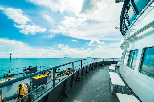 Koh Samui island , Thailand - May 22 2018 : Seatran Ferry conveying passenger from Donsak pier Surat Thani province to Koh Samui island in Thailand